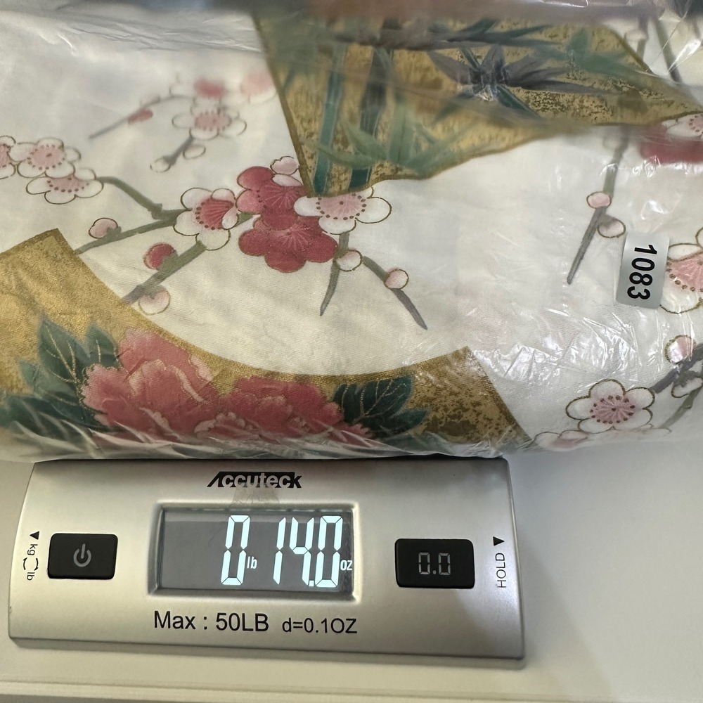 Authentic Japanese Yukata Kimono Robe Cotton OS Crane Floral Made in Japan VTG - Picture 11 of 11